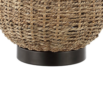 Chakrii 25" Rustic Bohemian Iron/Rattan LED Table Lamp with Pull-Chain - JONATHAN Y